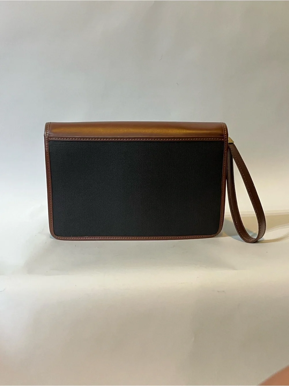 Vintage Alfred Dunhill Leather Canvas Clutch Bag with Key Lock